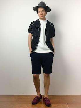 「DISCOVERED（ディスカバード）のアイテム（帽子）」を使った、中嶋時男さん（メンズ・183cm）の春コーディネート