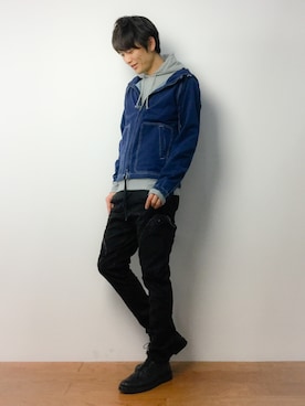 「M2squared（エムツースクエアード）のアイテム（ジャケット/アウター）」を使った、中嶋時男さん（メンズ・183cm）の春コーディネート