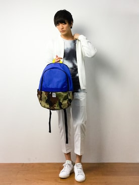 「CASPER JOHN AIVER（キャスパージョンアイバー）のAIVER スモークアートロングカットソー　【WEB限定価格】（Tシャツ/カットソー）」を使った、中嶋時男さん（メンズ・183cm）の春コーディネート