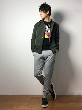 「DETAILS（ディテールズ）のアイテム（パンツ）」を使った、中嶋時男さん（メンズ・183cm）の春コーディネート
