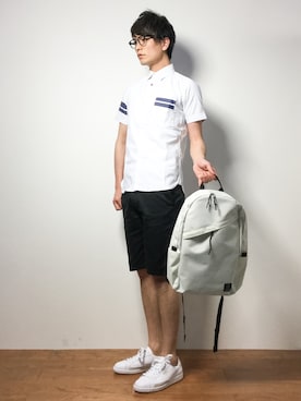 「Influence（インフルエンス）のアイテム」を使った、中嶋時男さん（メンズ・183cm）の春コーディネート