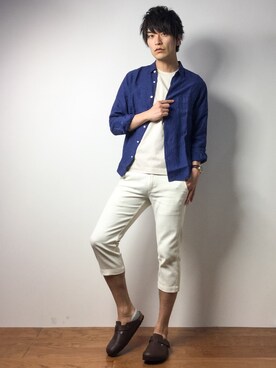 「クロップドパンツ」｜中嶋時男さん（メンズ・183cm）の春コーディネート