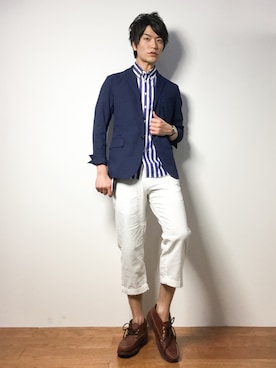 「クロップドパンツ」｜中嶋時男さん（メンズ・183cm）の春コーディネート