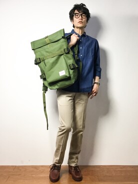 「ONE DAY KMC （ワンデイケーエムシー）のアイテム」を使った、中嶋時男さん（メンズ・183cm）の春コーディネート
