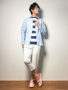 「Burner（バーナー）のアイテム（シューズ）」を使った、中嶋時男さん（メンズ・183cm）の春コーディネート
