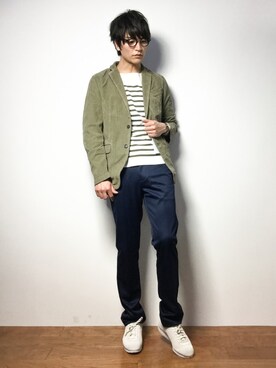 「MACKINTOSH PHILOSOPHY（ﾏｯｷﾝﾄｯｼｭ ﾌｨﾛｿﾌｨｰ）のアイテム」を使った、中嶋時男さん（メンズ・183cm）の春コーディネート