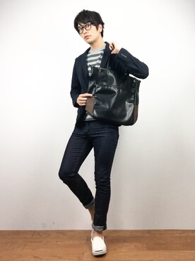 「AZUL by moussy（アズールバイマウジー）のアイテム（その他アウター）」を使った、中嶋時男さん（メンズ・183cm）の春コーディネート