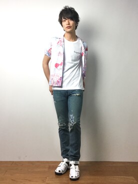 「NANO universe（ナノユニバース）のアイテム（サンダル）」を使った、中嶋時男さん（メンズ・183cm）の春コーディネート