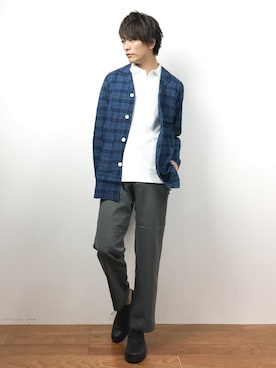 「ADPOSION（アドポーション）のアイテム（その他アウター）」を使った、中嶋時男さん（メンズ・183cm）の春コーディネート