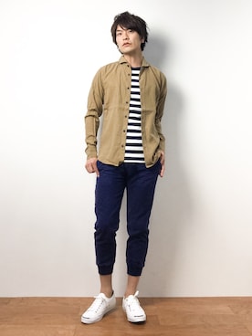 「CONVERSE（コンバース）のCONVERSE コンバース ジャック パーセル / JACK PURCEL（スニーカー）」を使った、中嶋時男さん（メンズ・183cm）の春コーディネート