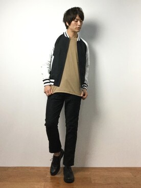 「united arrows」｜「アイテム（MA-1）」を使った、中嶋時男さん（メンズ・183cm）の春コーディネート
