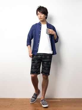「チャイハネ（チャイハネ）のアイテム（スニーカー）」を使った、中嶋時男さん（メンズ・183cm）の春コーディネート