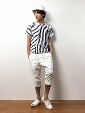 「mercibeaucoup,（メルシーボークー）のアイテム（パンツ）」を使った、中嶋時男さん（メンズ・183cm）の春コーディネート
