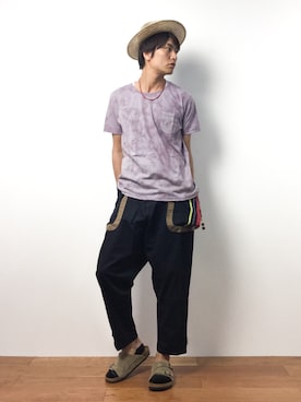 「チャイハネ（チャイハネ）のアイテム（Tシャツ/カットソー）」を使った、中嶋時男さん（メンズ・183cm）の春コーディネート