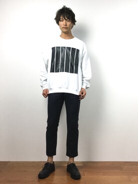 「unrelaxing（アンリラクシング）のアイテム（スウェット）」を使った、中嶋時男さん（メンズ・183cm）の春コーディネート
