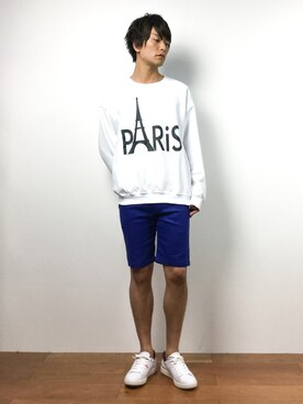 「unrelaxing（アンリラクシング）のアイテム（スウェット）」を使った、中嶋時男さん（メンズ・183cm）の春コーディネート