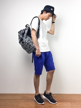 「BEN DAVIS（ベンデイビス）のアイテム（帽子）」を使った、中嶋時男さん（メンズ・183cm）の春コーディネート