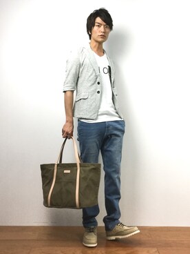 「JACKROSE（ジャックローズ）のアイテム（テーラードジャケット）」を使った、中嶋時男さん（メンズ・183cm）の夏コーディネート