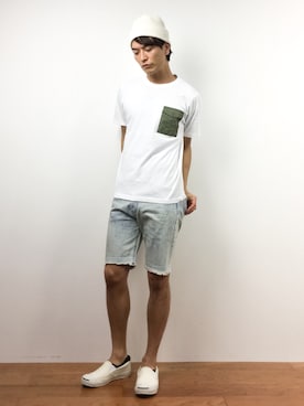 「INFIELDER DESIGN（インフィールダーデザイン）のアイテム（ニットキャップ/ビーニー）」を使った、中嶋時男さん（メンズ・183cm）の夏コーディネート