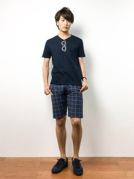 「Burner（バーナー）のアイテム（パンツ）」を使った、中嶋時男さん（メンズ・183cm）の夏コーディネート