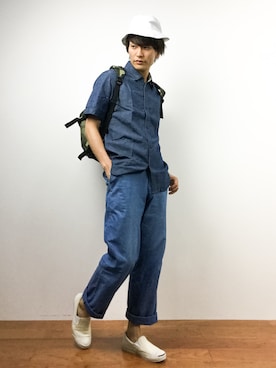 「Burner（バーナー）のアイテム（トップス）」を使った、中嶋時男さん（メンズ・183cm）の夏コーディネート