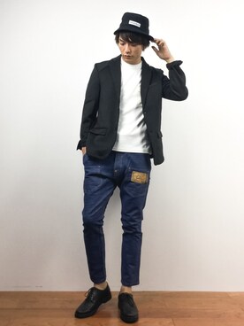 「mercibeaucoup,（メルシーボークー）のアイテム（パンツ）」を使った、中嶋時男さん（メンズ・183cm）の夏コーディネート