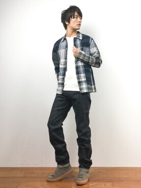 「NATAL DESIGN（ネイタルデザイン）のアイテム（Tシャツ/カットソー）」を使った、中嶋時男さん（メンズ・183cm）の夏コーディネート