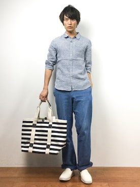 「Burner（バーナー）のアイテム（トップス）」を使った、中嶋時男さん（メンズ・183cm）の夏コーディネート
