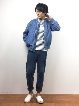 「ゆるカジ」｜「アイテム（ジャケット/アウター）」を使った、中嶋時男さん（メンズ・183cm）の夏コーディネート