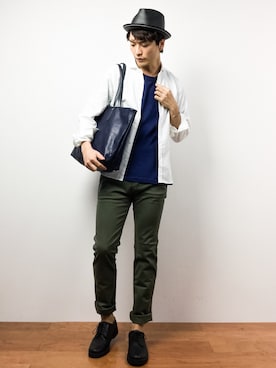 「CASPER JOHN AIVER（キャスパージョンアイバー）のアイテム（バッグ）」を使った、中嶋時男さん（メンズ・183cm）の夏コーディネート
