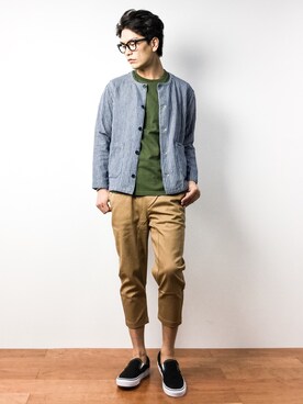 「417 EDIFICE（フォーワンセブンエディフィス）のアイテム（その他アウター）」を使った、中嶋時男さん（メンズ・183cm）の夏コーディネート