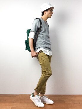 「Champion（チャンピオン）のアイテム（バッグ）」を使った、中嶋時男さん（メンズ・183cm）の夏コーディネート