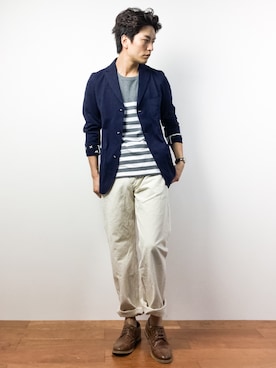 「NATIC（ナティック）のアイテム」を使った、中嶋時男さん（メンズ・183cm）の夏コーディネート