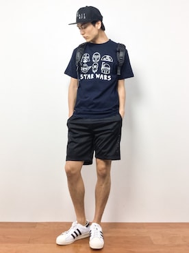 「Burner（バーナー）のアイテム（帽子）」を使った、中嶋時男さん（メンズ・183cm）の夏コーディネート