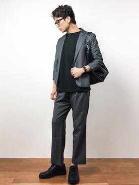 「NANO universe（ナノユニバース）のアイテム」を使った、中嶋時男さん（メンズ・183cm）の夏コーディネート