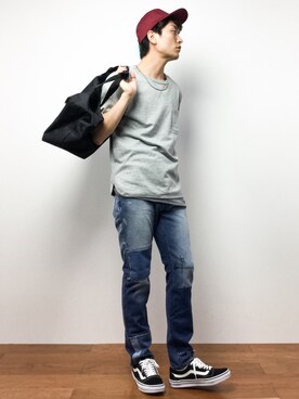 「417 EDIFICE（フォーワンセブンエディフィス）のアイテム（タンクトップ）」を使った、中嶋時男さん（メンズ・183cm）の夏コーディネート