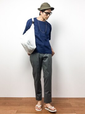 「SHIPS Days（シップスデイズ）のアイテム」を使った、中嶋時男さん（メンズ・183cm）の夏コーディネート