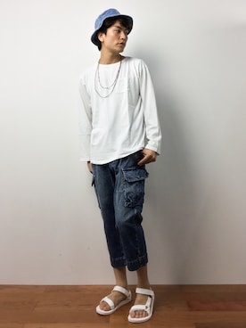「FULLCOUNT（フルカウント）のアイテム」を使った、中嶋時男さん（メンズ・183cm）の夏コーディネート