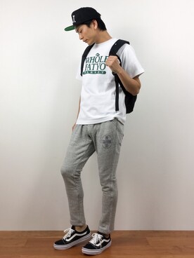 「FAT(エフエイティー)のアイテム(帽子)」を使った、中嶋時男さん(メンズ・183cm)の夏コーディネート