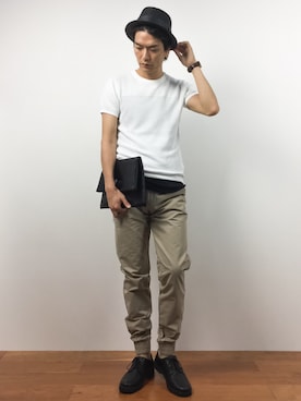 「glory crew（グローリークルー）のアイテム（バッグ）」を使った、中嶋時男さん（メンズ・183cm）の夏コーディネート