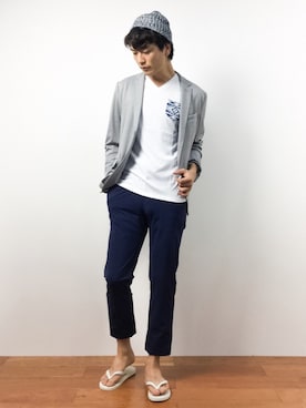 「MK MICHEL KLEIN HOMME （エムケーミッシェルクランオム）のアイテム（ジャケット/アウター）」を使った、中嶋時男さん（メンズ・183cm）の夏コーディネート