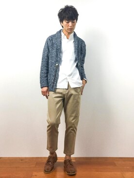 「45R（フォーティファイブアール）のアイテム」を使った、中嶋時男さん（メンズ・183cm）の秋コーディネート