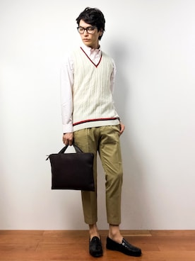 「TRION（トライオン）のアイテム」を使った、中嶋時男さん（メンズ・183cm）の秋コーディネート