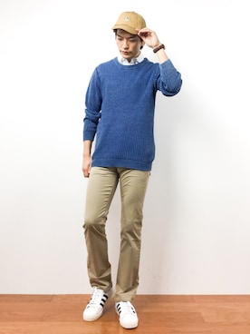 「BEN DAVIS（ベンデイビス）のアイテム（キャップ）」を使った、中嶋時男さん（メンズ・183cm）の秋コーディネート