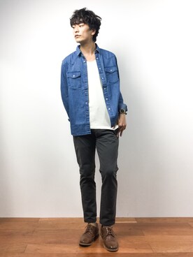 中嶋時男さん(メンズ・183cm)の秋コーディネート