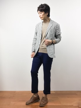 「ADPOSION（アドポーション）のアイテム」を使った、中嶋時男さん（メンズ・183cm）の秋コーディネート