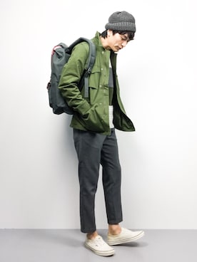 「Herschel Supply（ハーシェルサプライ）のアイテム」を使った、中嶋時男さん（メンズ・183cm）の秋コーディネート