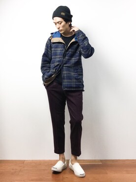 「ジャックパーセル」｜「アイテム（マウンテンパーカー）」を使った、中嶋時男さん（メンズ・183cm）の秋コーディネート