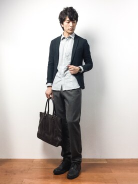 「SVEC（シュベック）のアイテム」を使った、中嶋時男さん（メンズ・183cm）の秋コーディネート