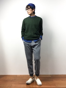 「Levi's（リーバイス）のアイテム（帽子）」を使った、中嶋時男さん（メンズ・183cm）の秋コーディネート